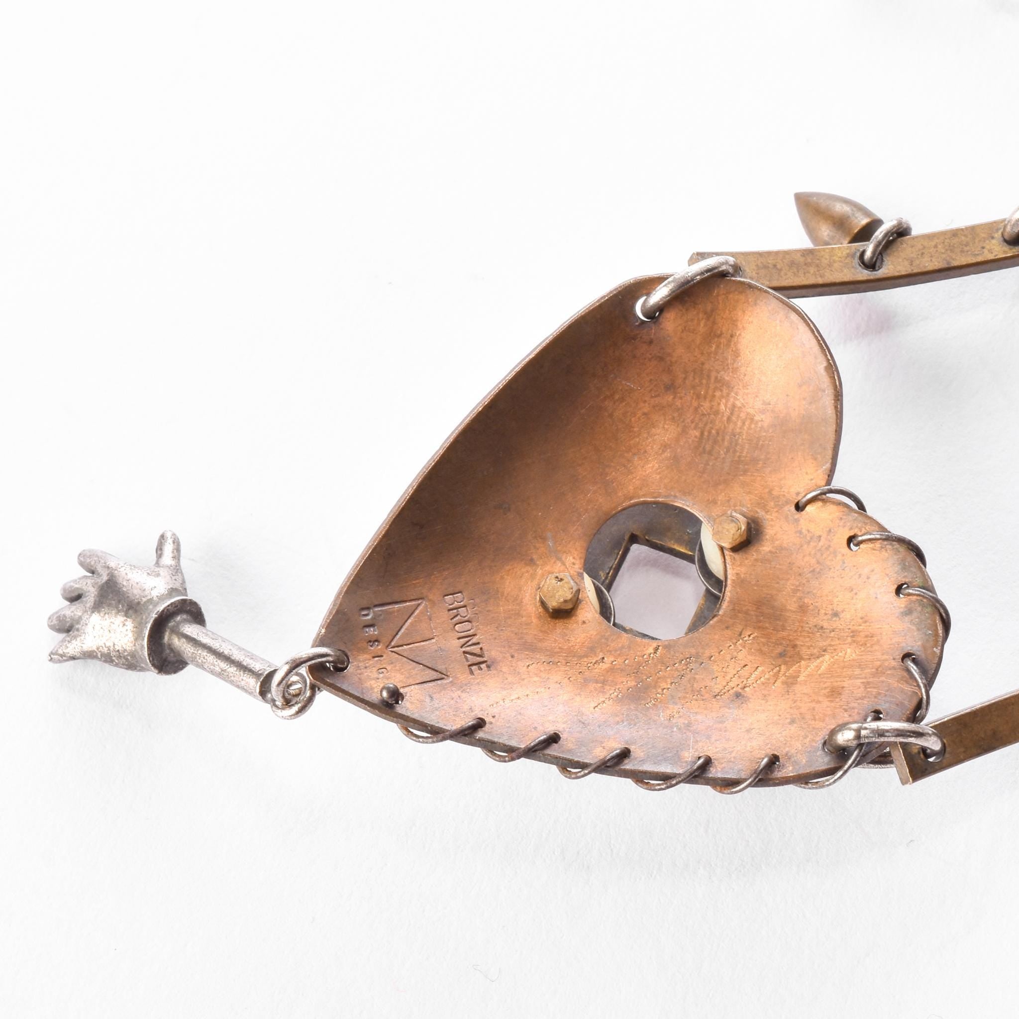 Thomas Mann Signed Techno Romantic Mixed Metal Heart Necklace