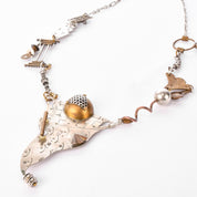 1990 Thomas Mann Techno Romantic Mixed Metals Necklace