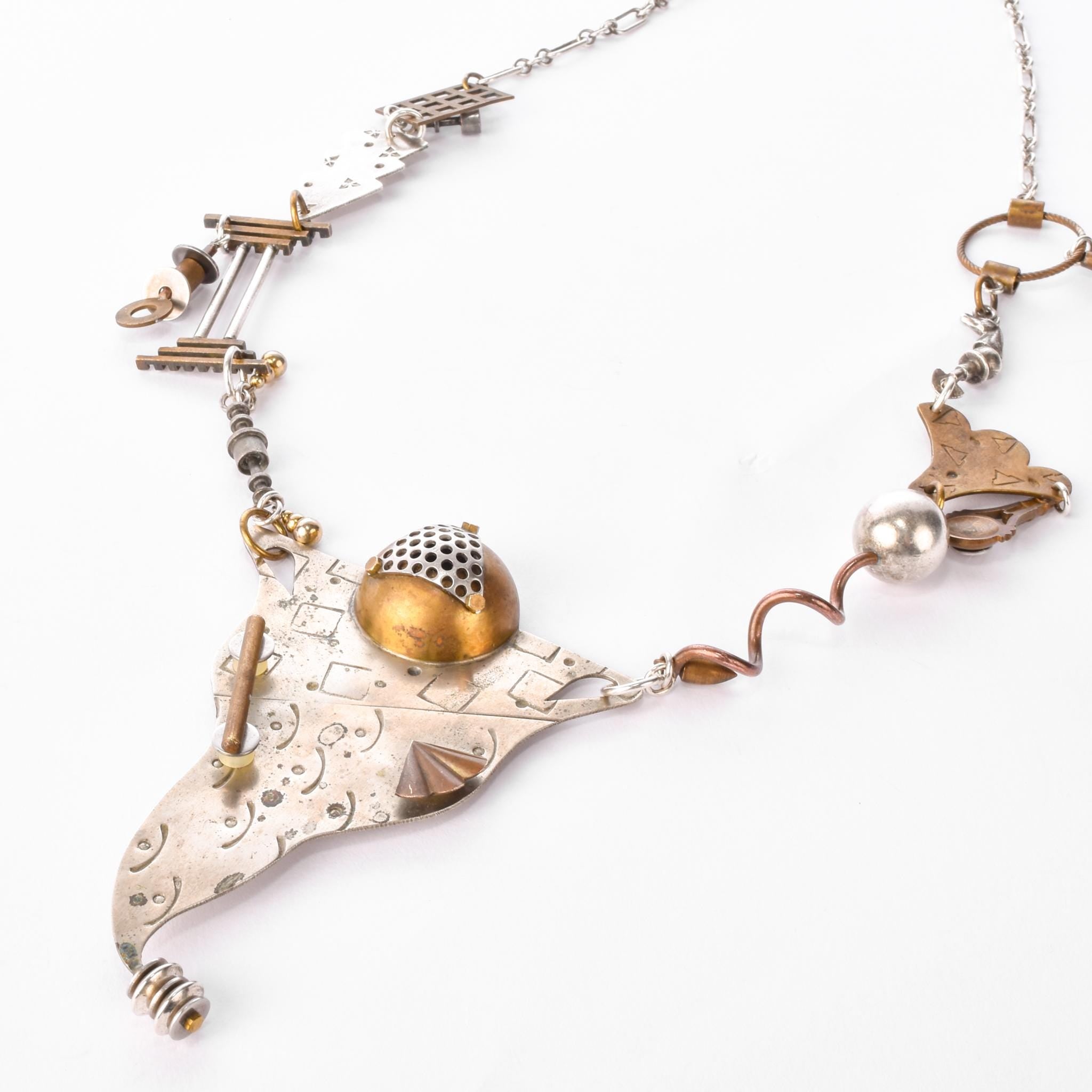 1990 Thomas Mann Techno Romantic Mixed Metals Necklace