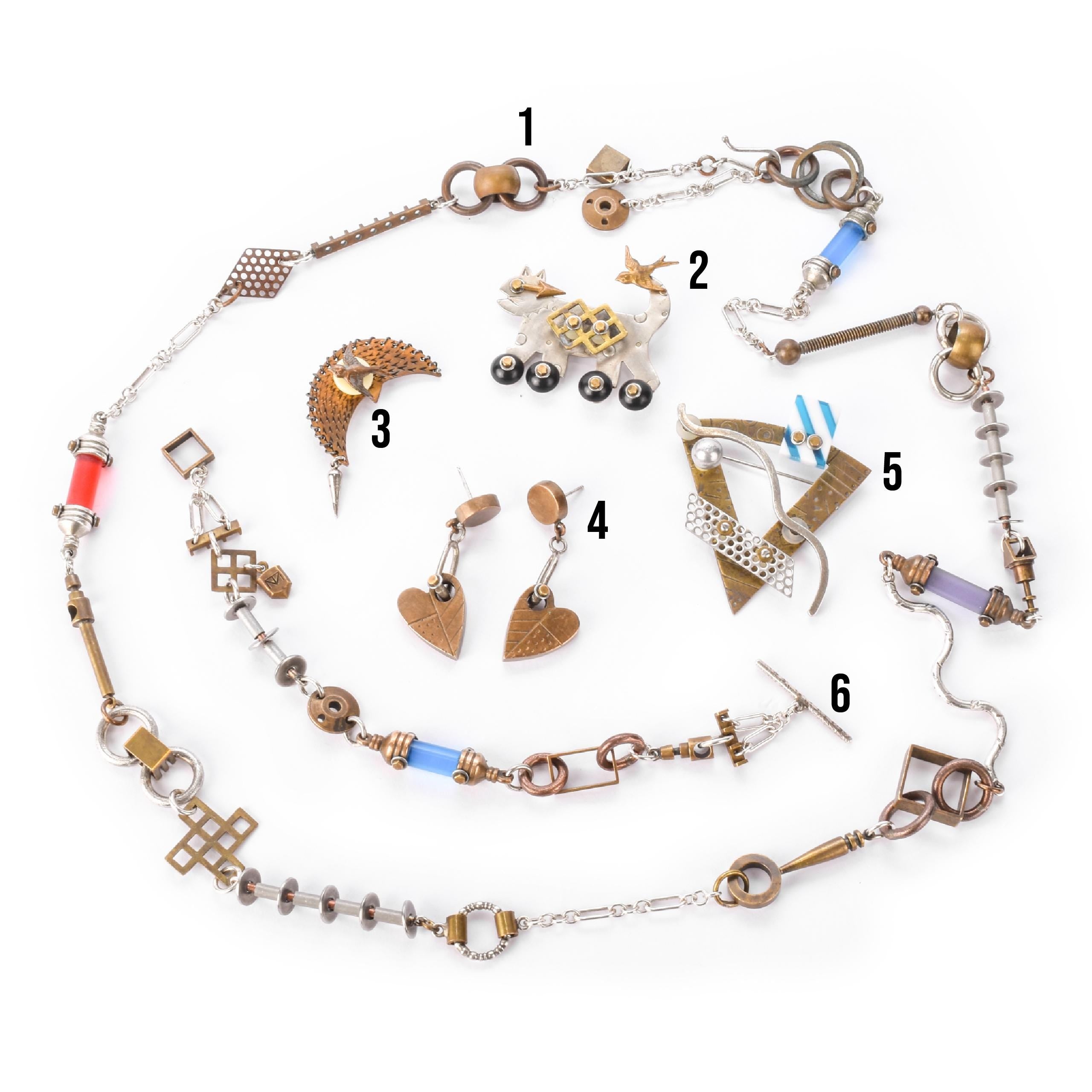 Collection of Signed Thomas Mann Techno-Romantic Mixed-Metal Jewelry