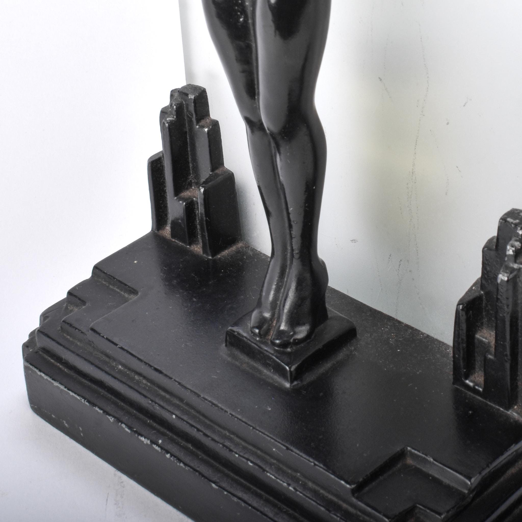 1928 Art Deco Frankart Metal Figural Female Table Lamp