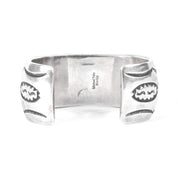 Signed Navajo Sterling Silver Stamped Cuff Bracelet