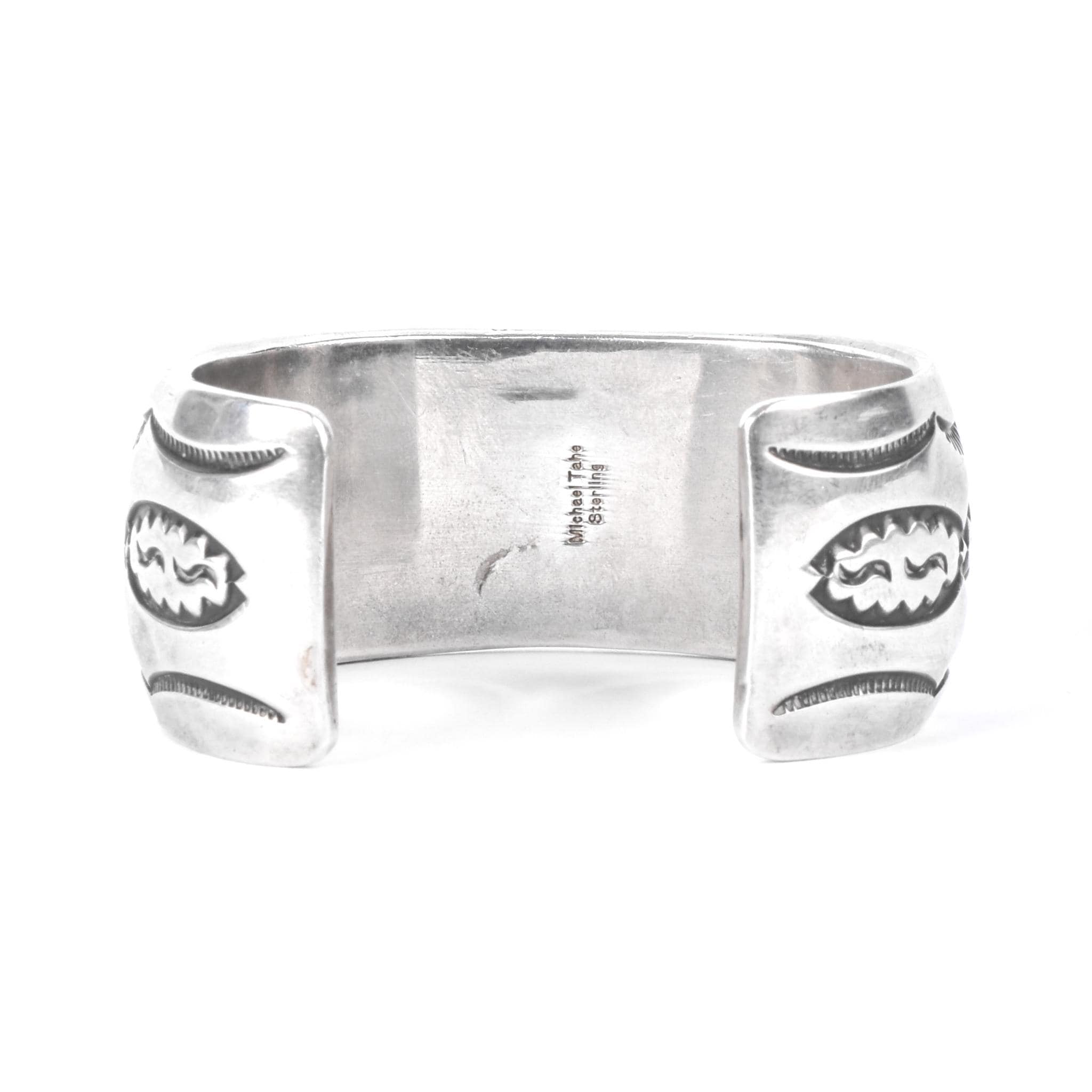 Signed Navajo Sterling Silver Stamped Cuff Bracelet