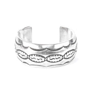 Signed Navajo Sterling Silver Stamped Cuff Bracelet