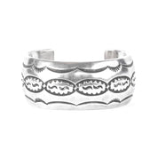 Signed Navajo Sterling Silver Stamped Cuff Bracelet