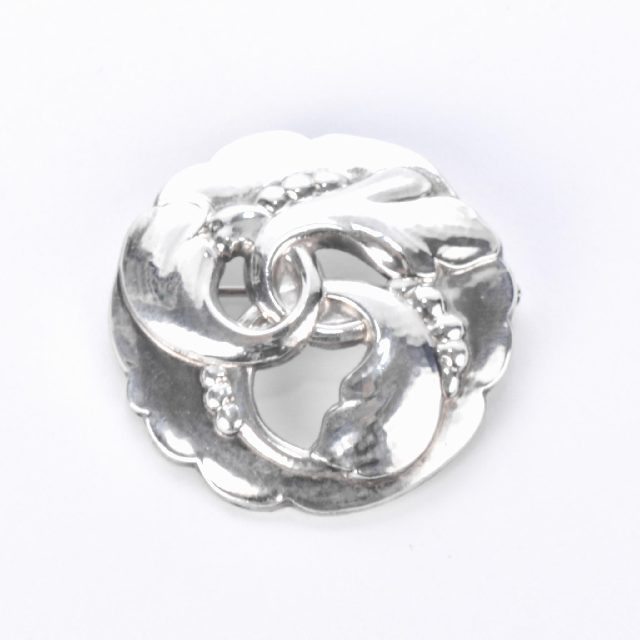 1930's-1940's Georg Jensen Art Nouveau #20 Sterling Silver Brooch