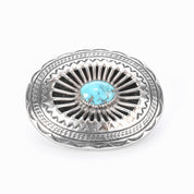 Signed Sterling Silver and Turquoise Belt Buckle