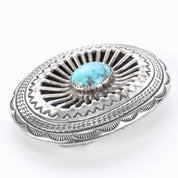 Signed Sterling Silver and Turquoise Belt Buckle