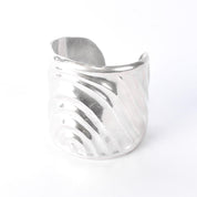 Signed Mexican Sterling Silver Wave Modernist Cuff Bracelet