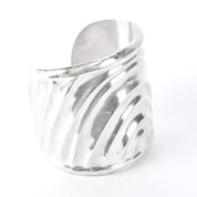 Signed Mexican Sterling Silver Wave Modernist Cuff Bracelet