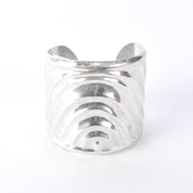 Signed Mexican Sterling Silver Wave Modernist Cuff Bracelet