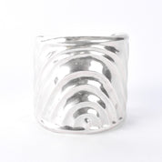 Signed Mexican Sterling Silver Wave Modernist Cuff Bracelet
