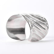 Signed Mexican Sterling Silver Wave Modernist Cuff Bracelet