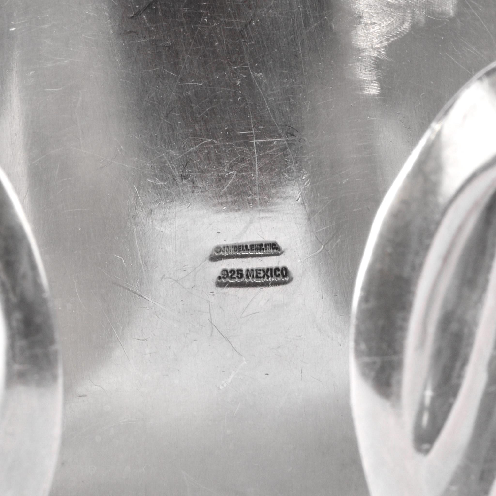 Signed Mexican Sterling Silver Wave Modernist Cuff Bracelet
