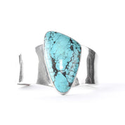 Navajo Sterling Silver Massive Solitaire Turquoise Cuff Bracelet