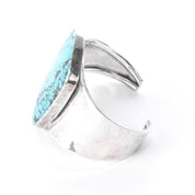 Navajo Sterling Silver Massive Solitaire Turquoise Cuff Bracelet