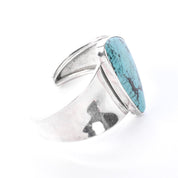 Navajo Sterling Silver Massive Solitaire Turquoise Cuff Bracelet