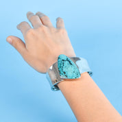 Navajo Sterling Silver Massive Solitaire Turquoise Cuff Bracelet