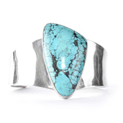 Navajo Sterling Silver Massive Solitaire Turquoise Cuff Bracelet