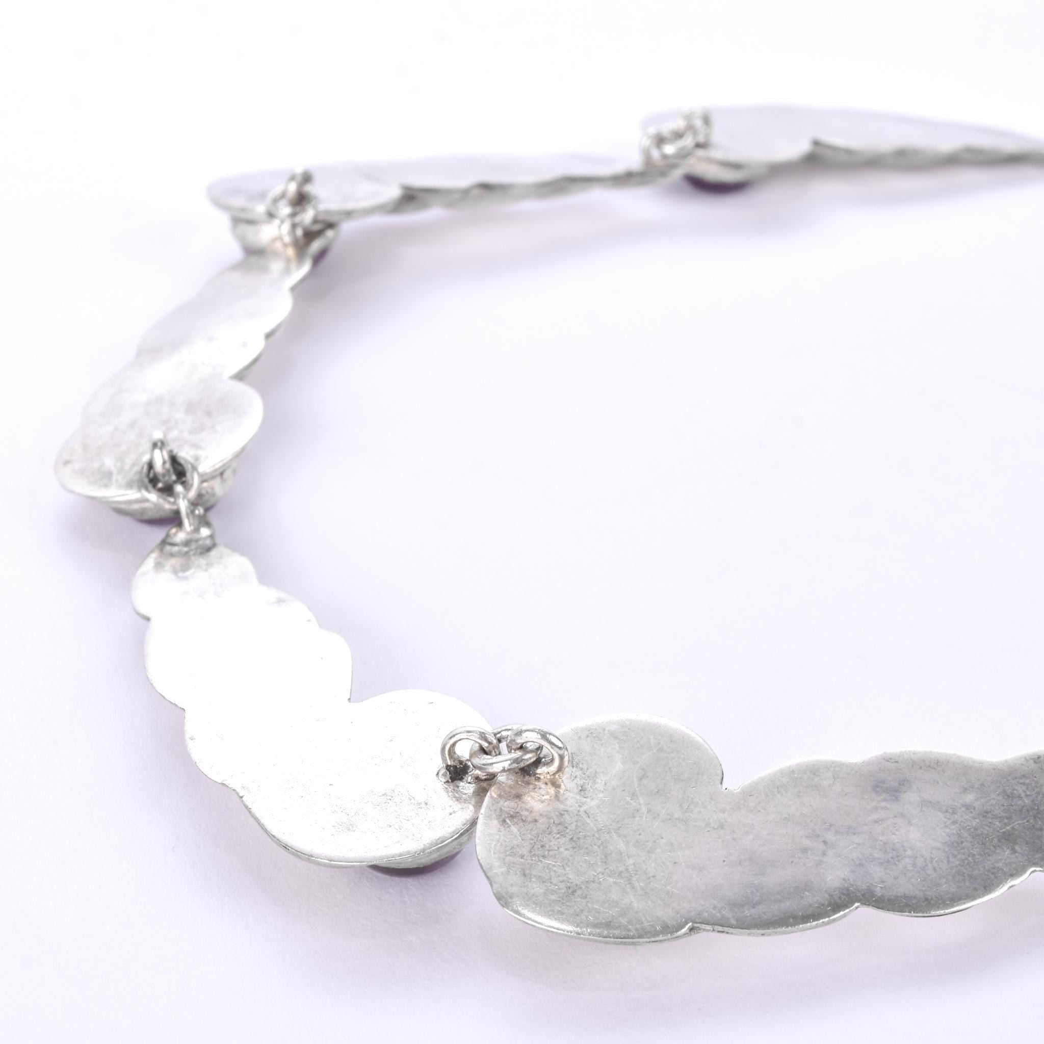 Sterling Silver and Amethyst Swirl-Link Collar Necklace