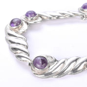 Sterling Silver and Amethyst Swirl-Link Collar Necklace