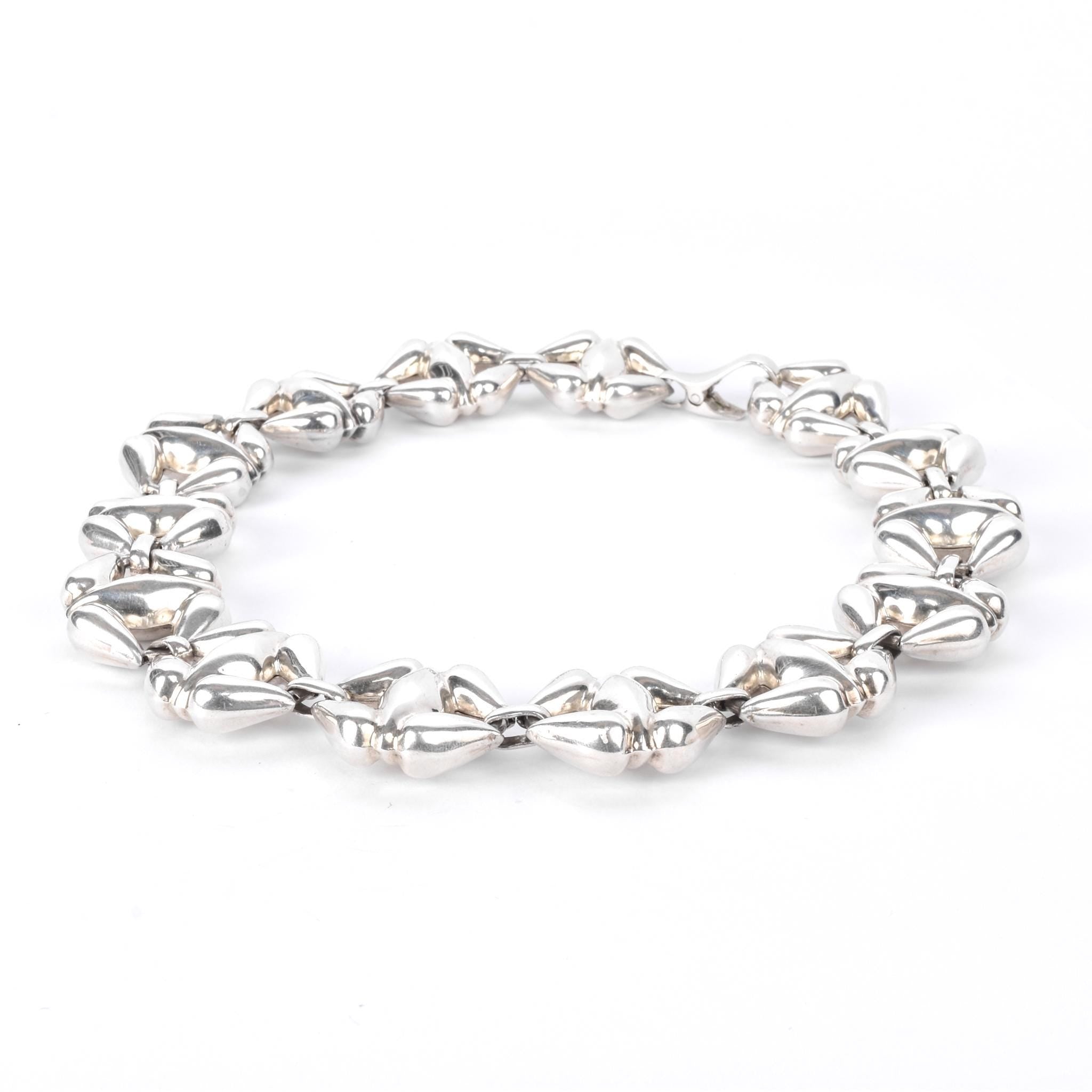 Sterling Silver Puffy X-Link Chain Link Necklace