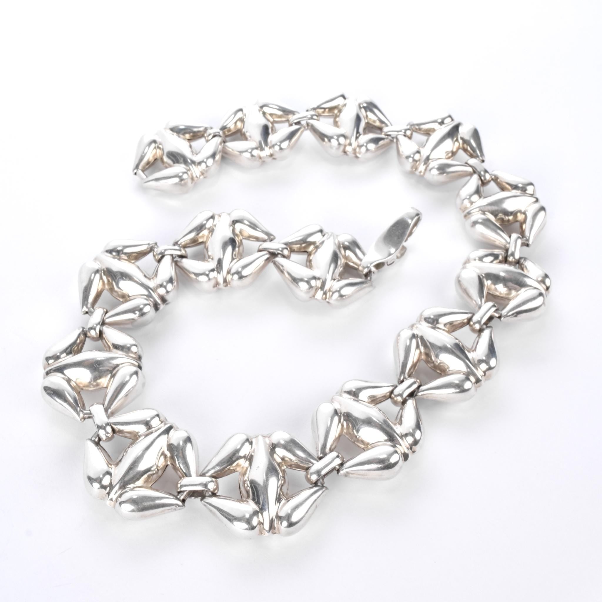 Sterling Silver Puffy X-Link Chain Link Necklace