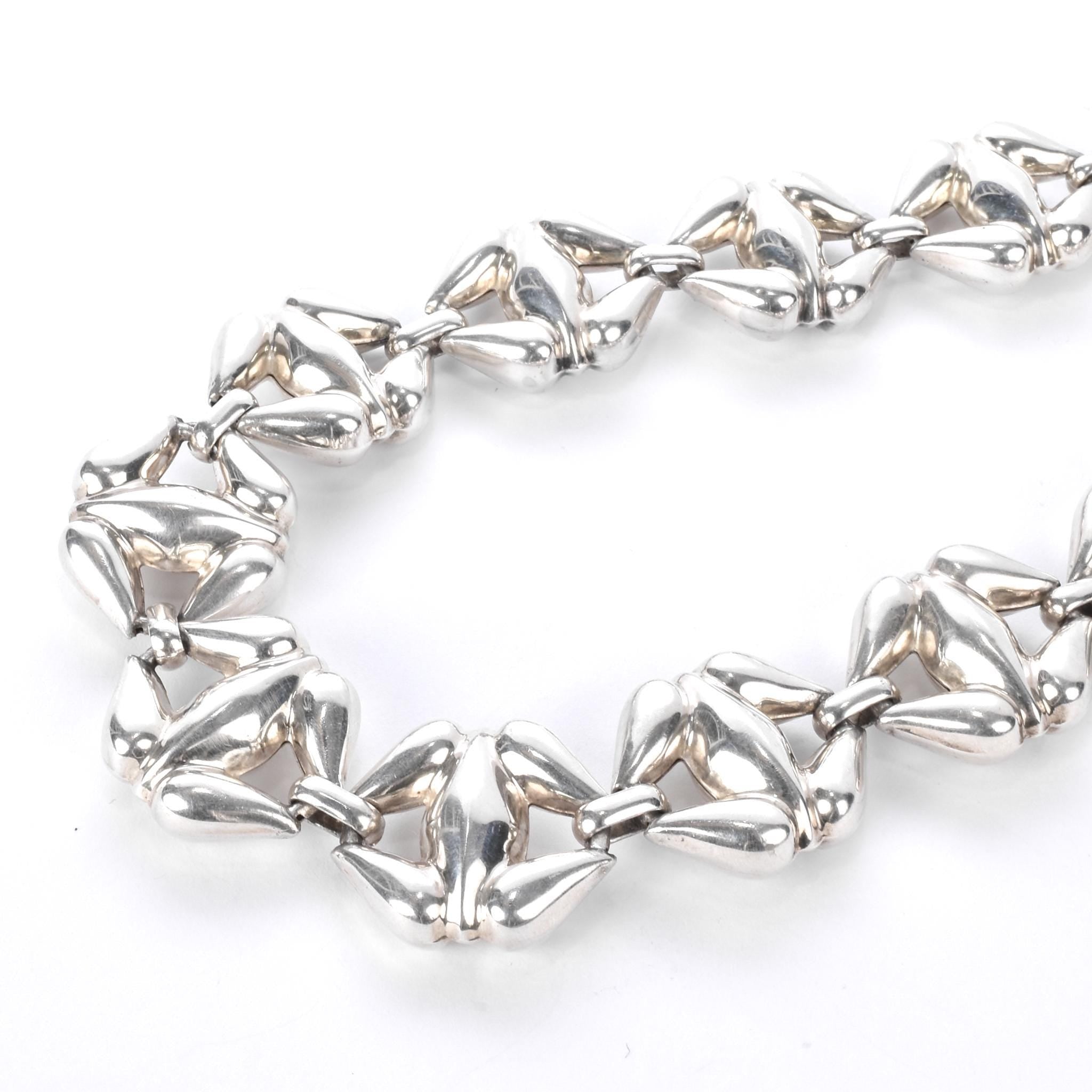 Sterling Silver Puffy X-Link Chain Link Necklace