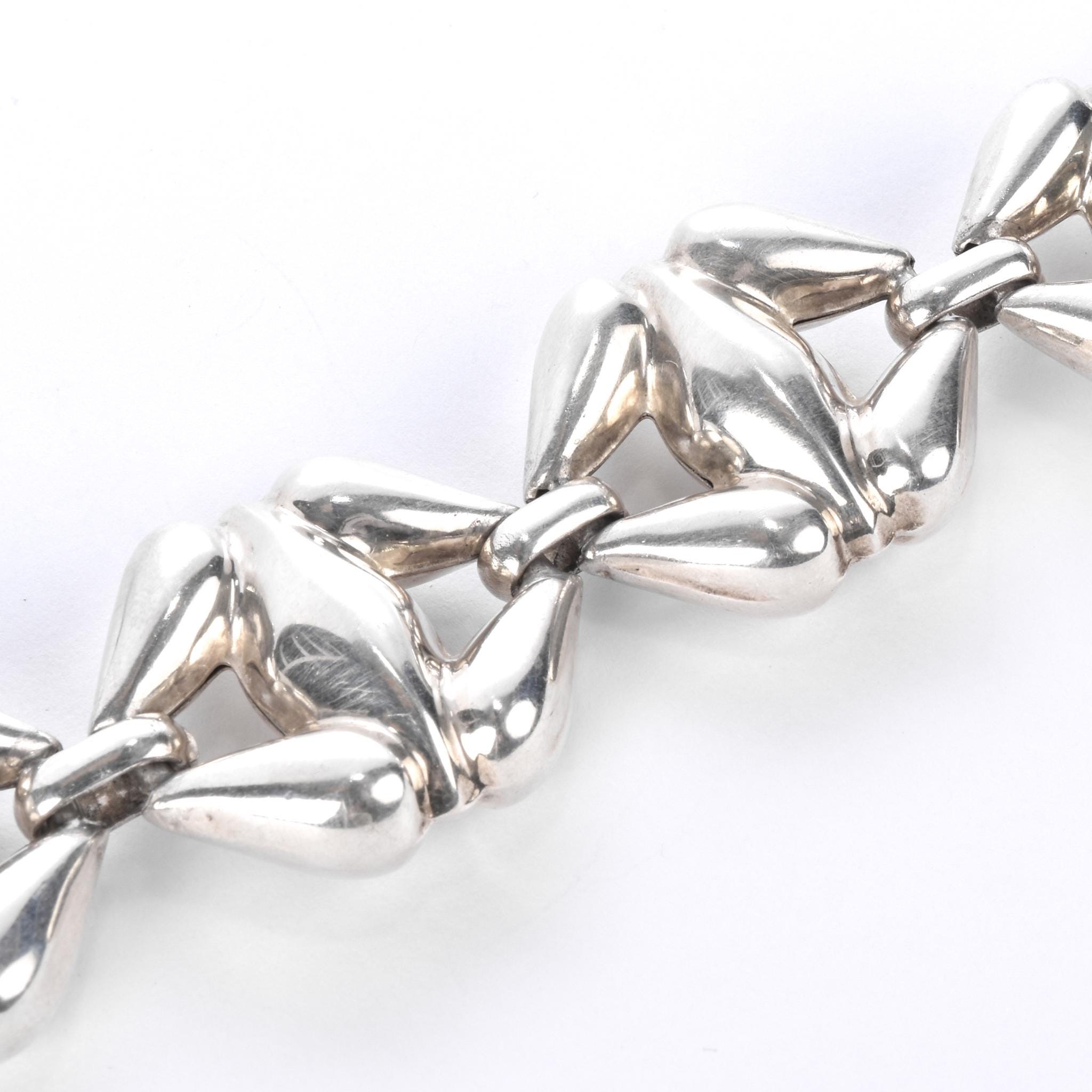 Sterling Silver Puffy X-Link Chain Link Necklace