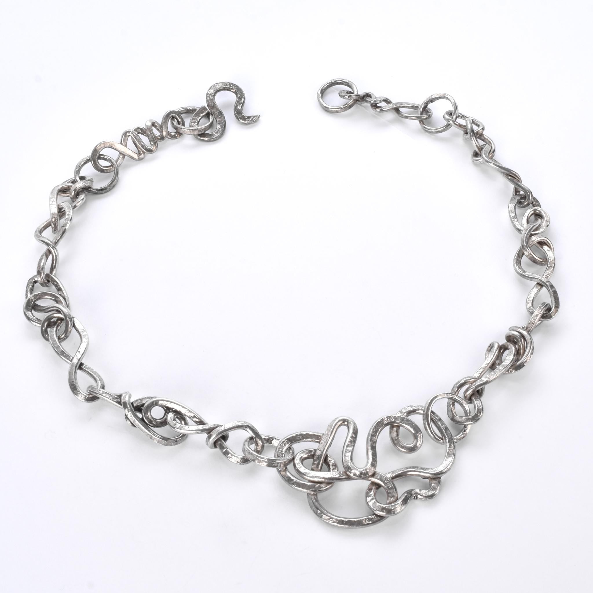 Sterling Silver Abstract Modernist Vine Necklace