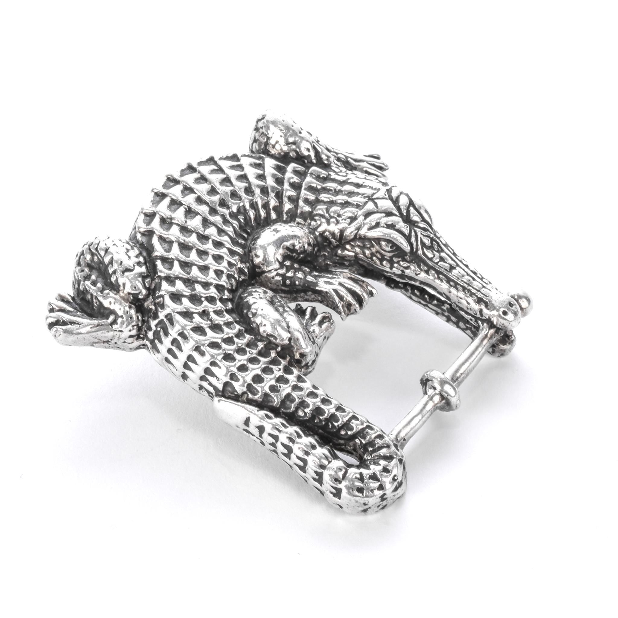 Sterling Silver Alligator Belt Buckle Set