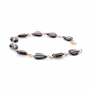 14K Gold and Heart-Shaped Onyx Link Bracelet