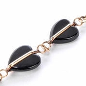 14K Gold and Heart-Shaped Onyx Link Bracelet