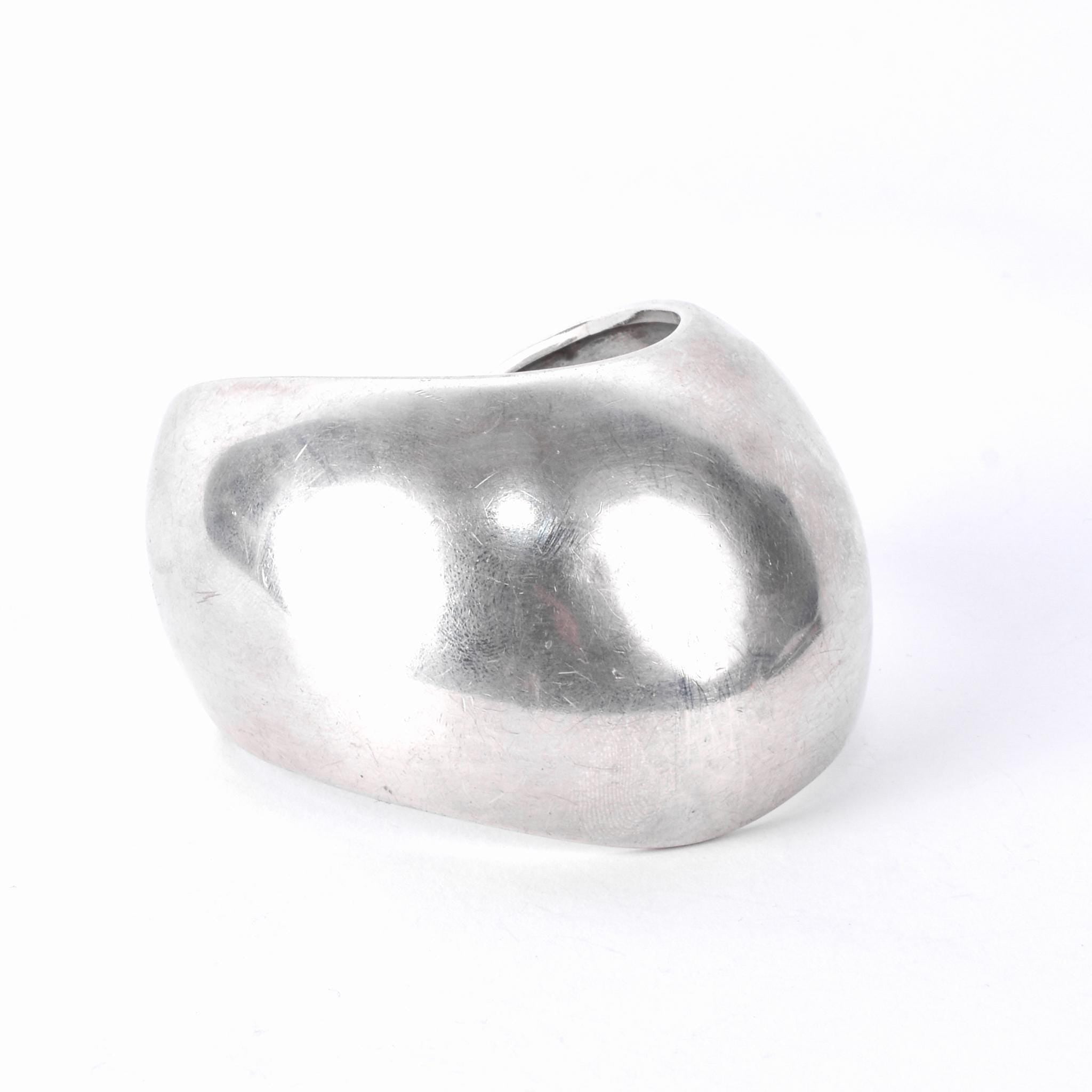 Sterling Silver Taxco Modernist Wavy Cuff Bracelet