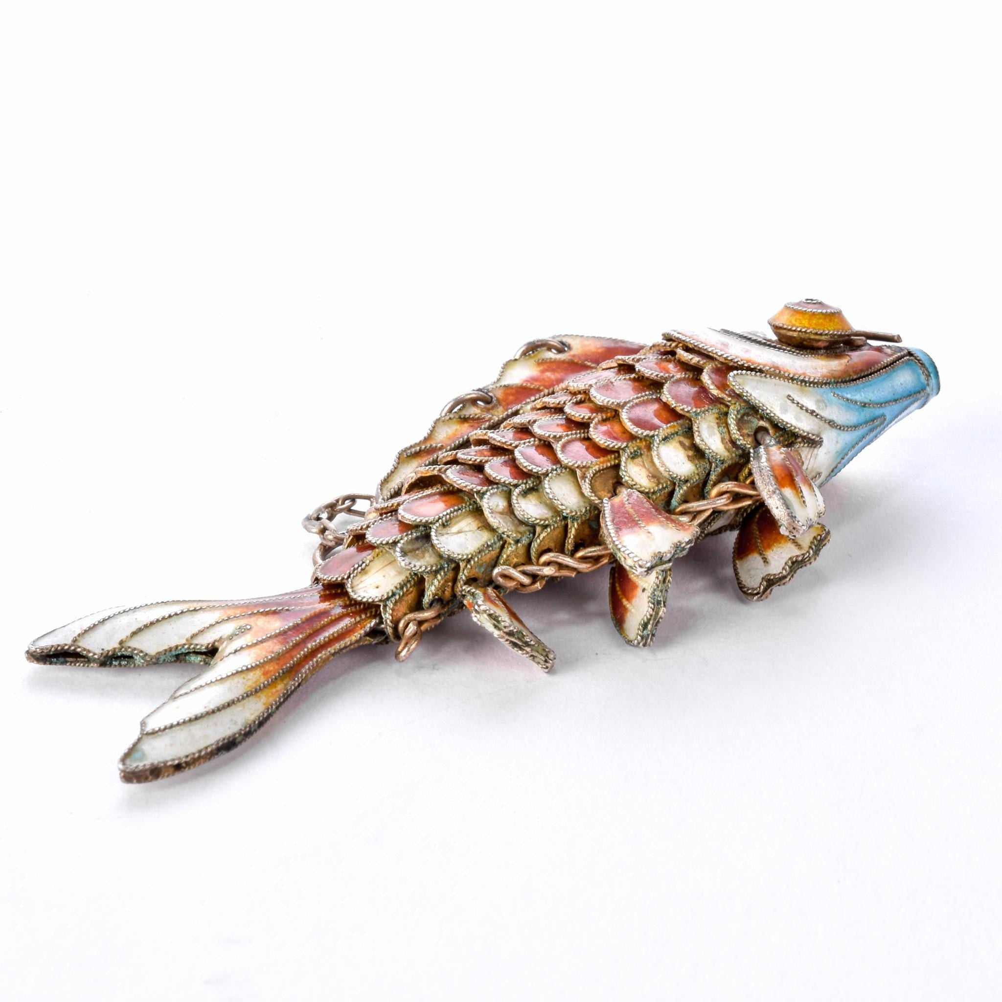 1920's Chinese Articulated Cloisonné Enamel Koi Fish Pendant Collection