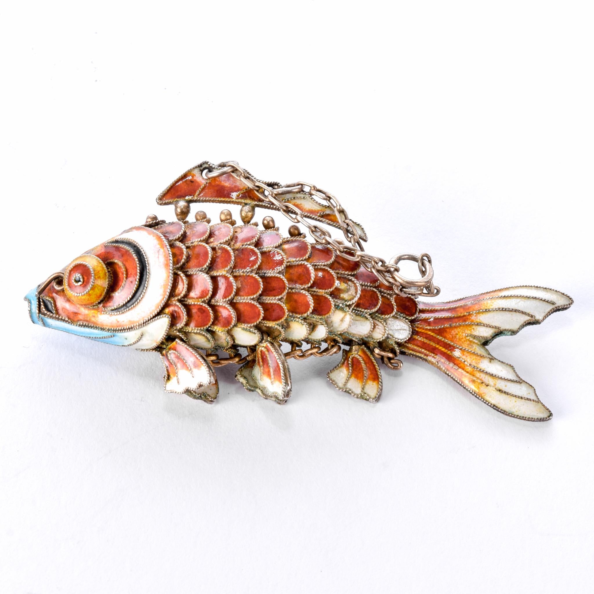 1920's Chinese Articulated Cloisonné Enamel Koi Fish Pendant Collection
