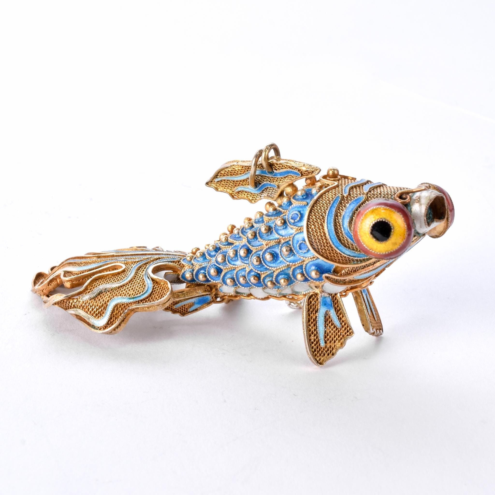 1920's Chinese Articulated Cloisonné Enamel Koi Fish Pendant Collection