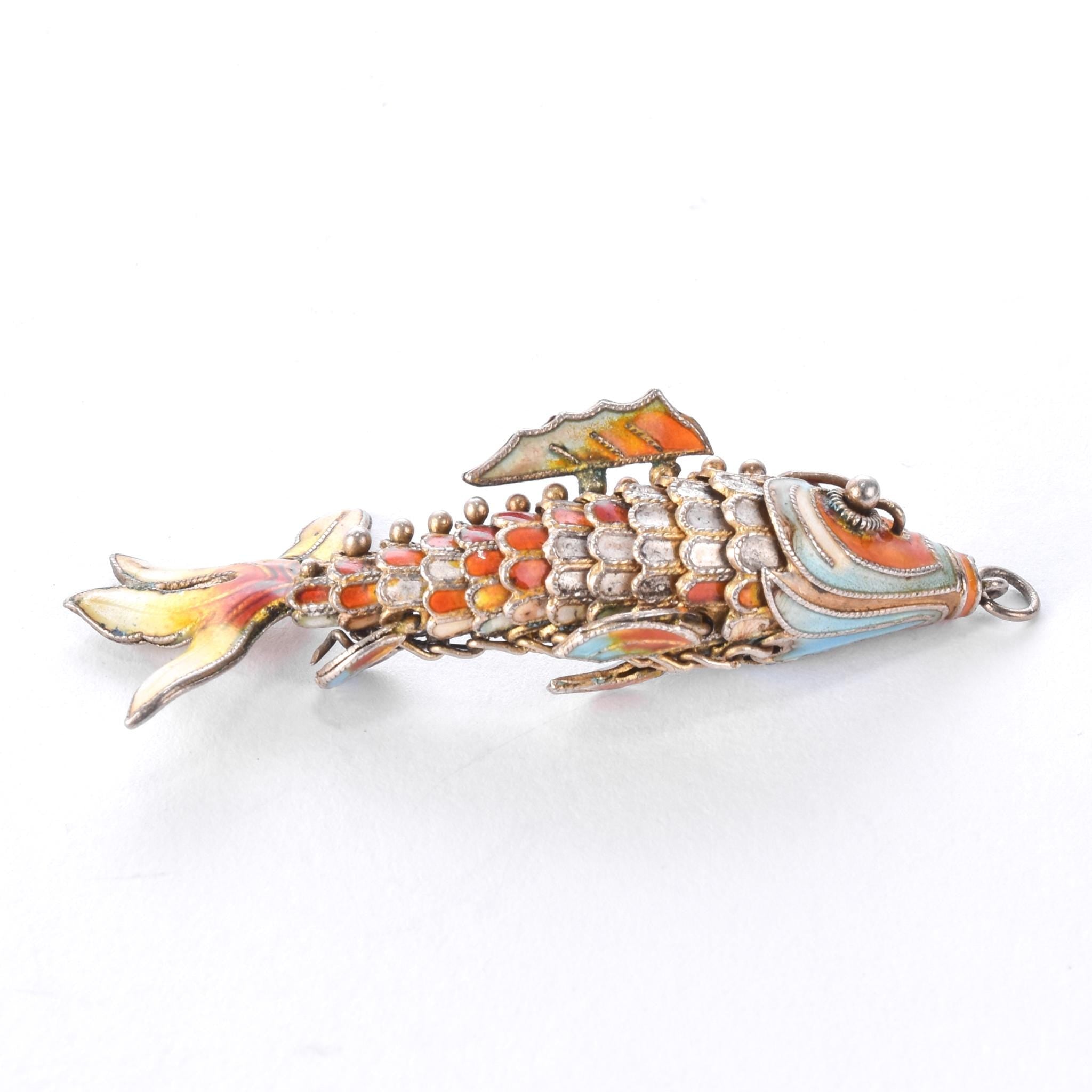 1920's Chinese Articulated Cloisonné Enamel Koi Fish Pendant Collection