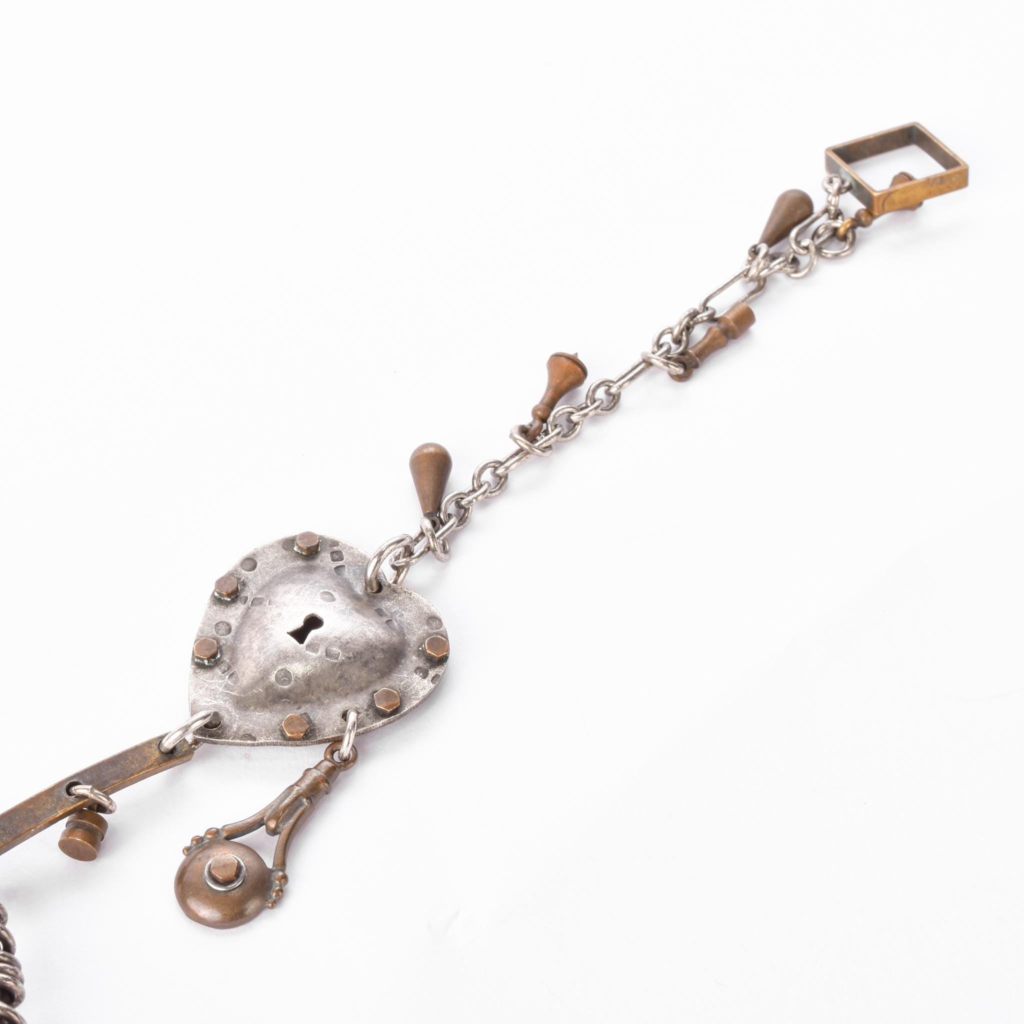 Thomas Mann Signed Techno Romantic Mixed Metal Heart Necklace