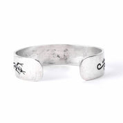 Hopi Signed Sterling Silver Lizard Inlay Cuff Bracelet
