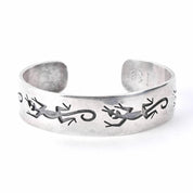 Hopi Signed Sterling Silver Lizard Inlay Cuff Bracelet