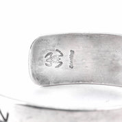 Hopi Signed Sterling Silver Lizard Inlay Cuff Bracelet