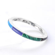 Taxco Sterling Silver Multi-Gemstone Inlay Bangle Bracelet
