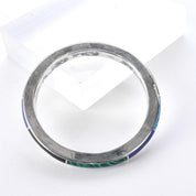 Taxco Sterling Silver Multi-Gemstone Inlay Bangle Bracelet
