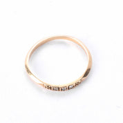 14K Gold Three Diamond Stacking Band with Carved Flowers