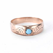 9K Rose Gold Carved Band with Solitaire Turquoise