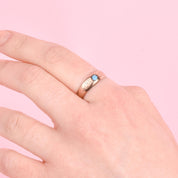 9K Rose Gold Carved Band with Solitaire Turquoise