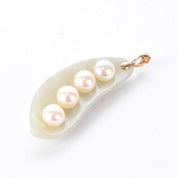 Jade and Pearl Peapod Pendant with 14K Gold Bail