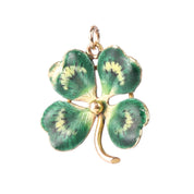 14K Gold and Enamel Lucky Four-Leaf Clover Pendant