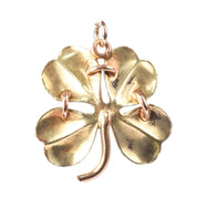 14K Gold and Enamel Lucky Four-Leaf Clover Pendant